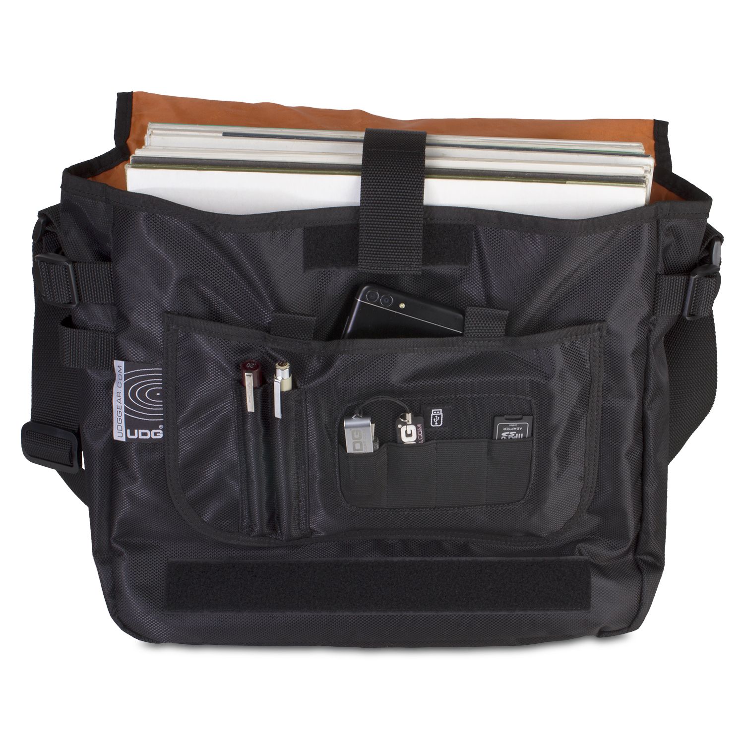 UDG COURIERBAG BLACK ORANGE INSIDE