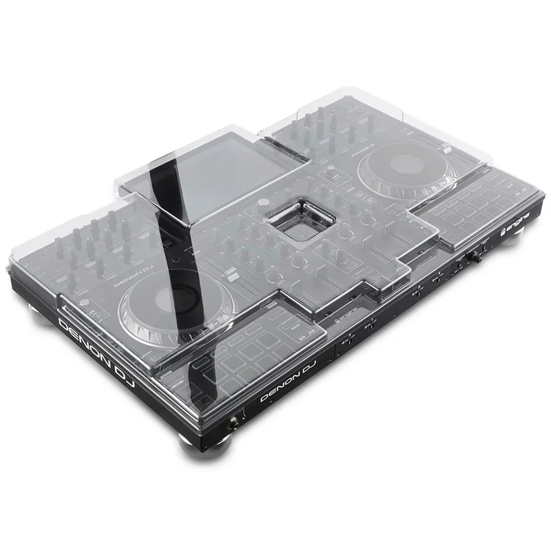 Decksaver para Denon Prime 4 y Prime 4+ vista 3D semi cenital ladeada