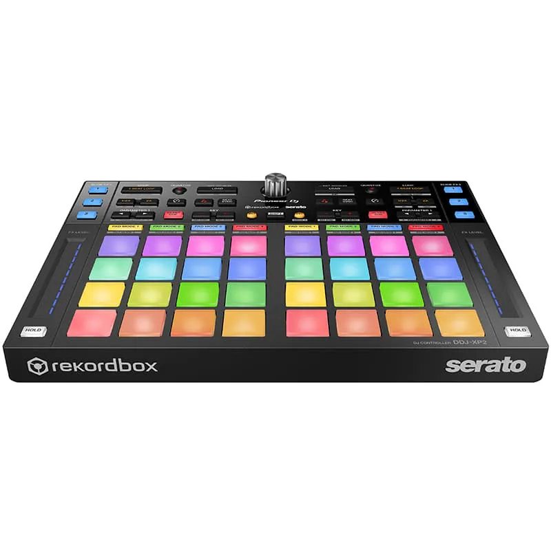 Controlador DJ Pioneer DJ rekordbox DDJ-XP2 vista cenital parcial delantera completa