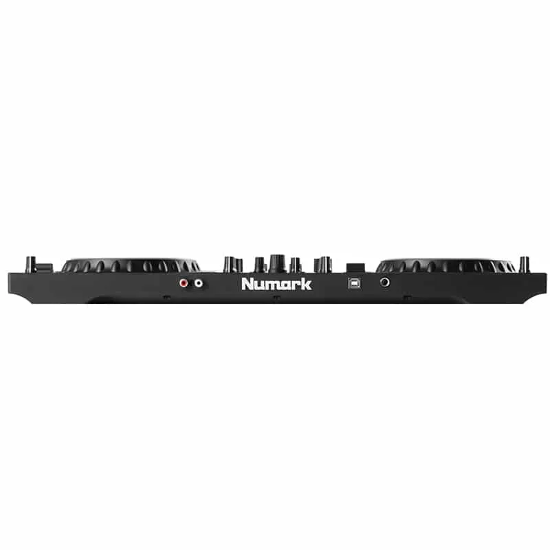 Numark Mixtrack Pro FX controlador DJ vista frontal panel trasero conexiones