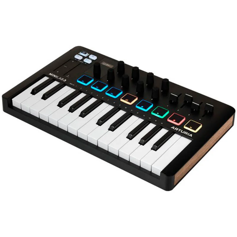 Arturia Minilab 3 black Teclado controlador midi USB vista cenital 3D