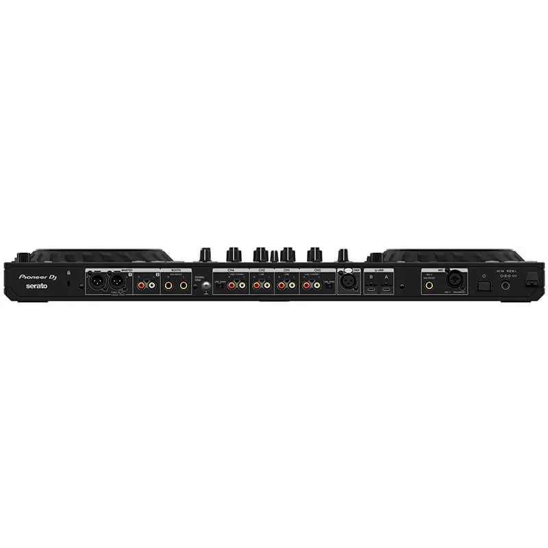 Controlador DJ PIoneer DJ DDJ-FLX10 vista panel trasero de conexiones completo