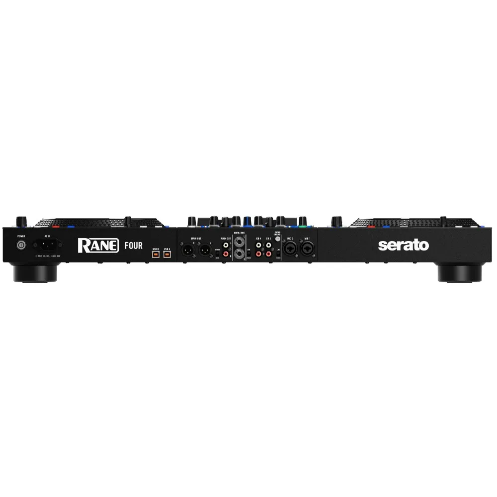 Controlador DJ Rane Four de 4 canales vista panel trasero de conexiones