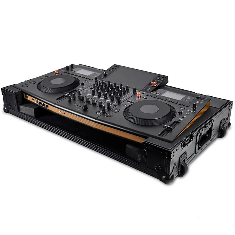 Pioneer DJ Maleta DJ FLT-OPUSQUAD vista abierta con la controladora dj opus-quad