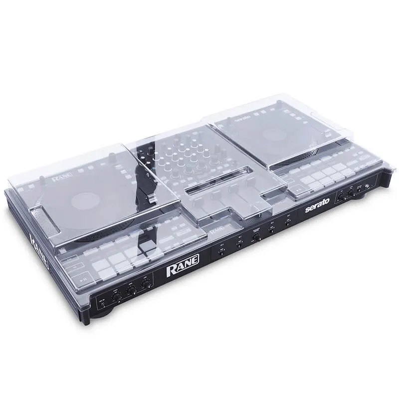 Decksaver para Rane Four vista cenital protegiendo al controlador DJ Rane Four