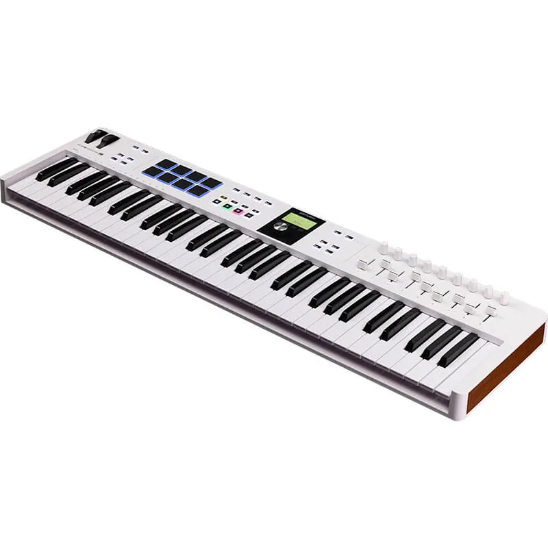 Teclado Midi Arturia Keylab Essential 61 MK3 White vista lateral 3D hacia el lado derecho