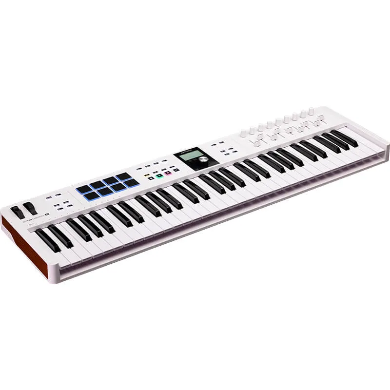 Teclado Midi Arturia Keylab Essential 61 MK3 White vista lateral 3D hacia el lado izquierdo