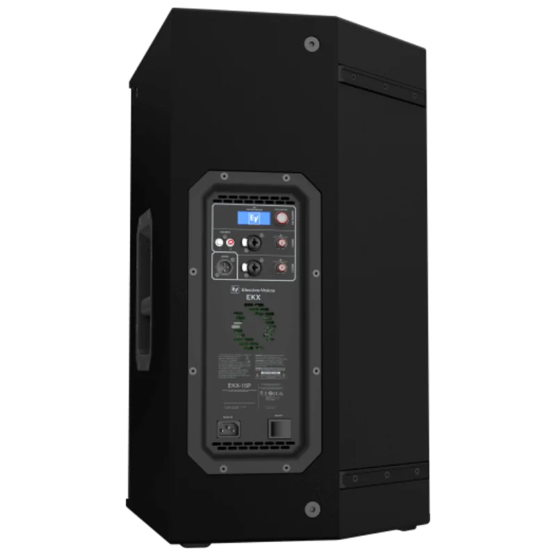 Altavoz autoamplificado Electro Voice EKX 15P vista de la parte trasera y de los controles del módulo de auto amplificación