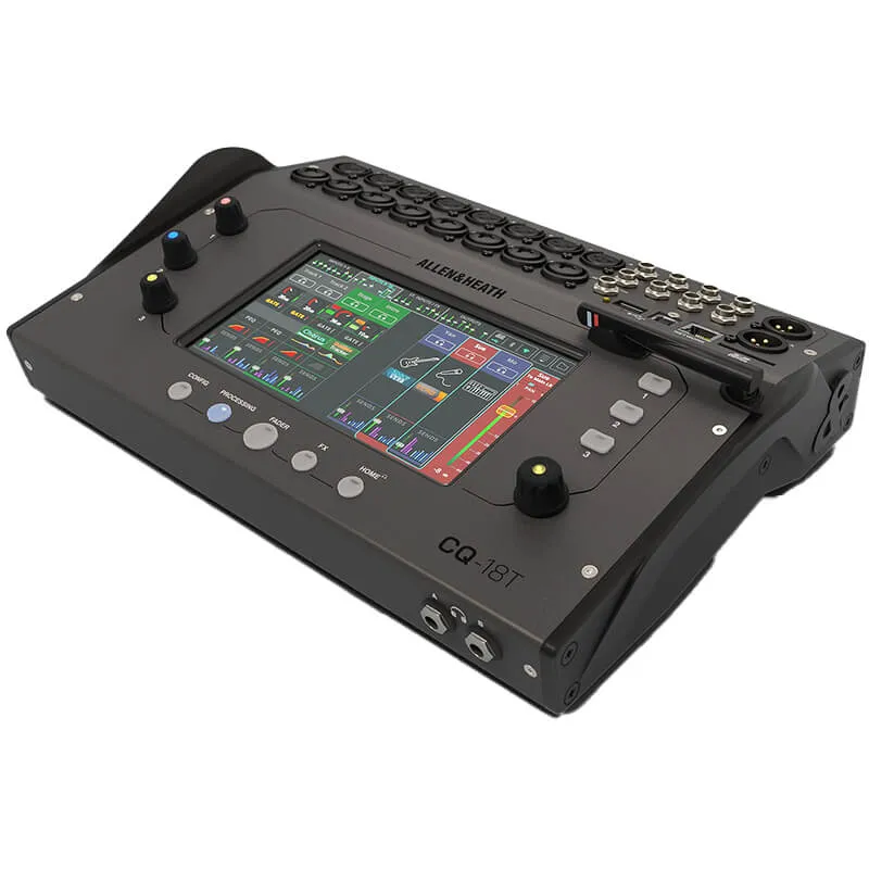 Mezclador Digital ALLEN-HEATH-CQ-12T vista lateral elevada