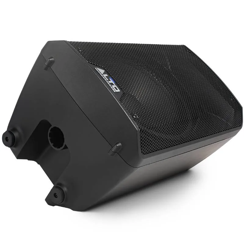 Altavoz autoamplificado Alto Professional TX410 vista en posición de escenario.