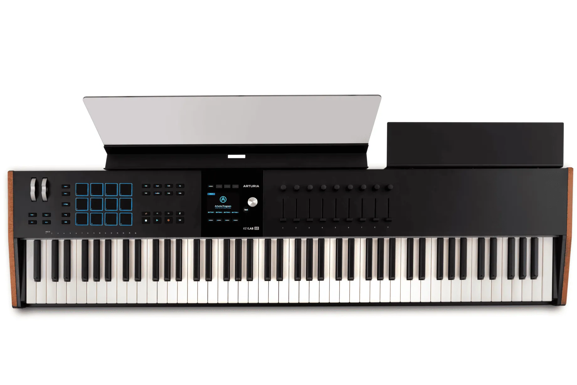 Teclado Midi premium Arturia KeyLab 88 MK3 en color negro vista cenital completa