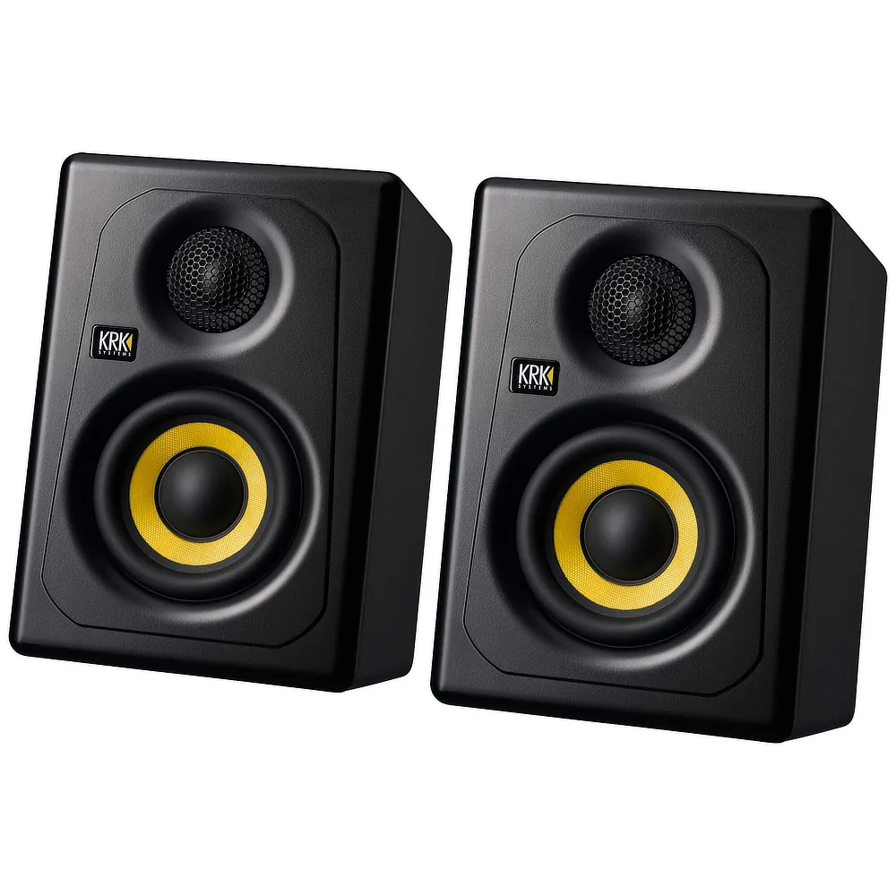 Monitor estudio KRK KREATE K3 BT vista pareja monitores frontal angulada.