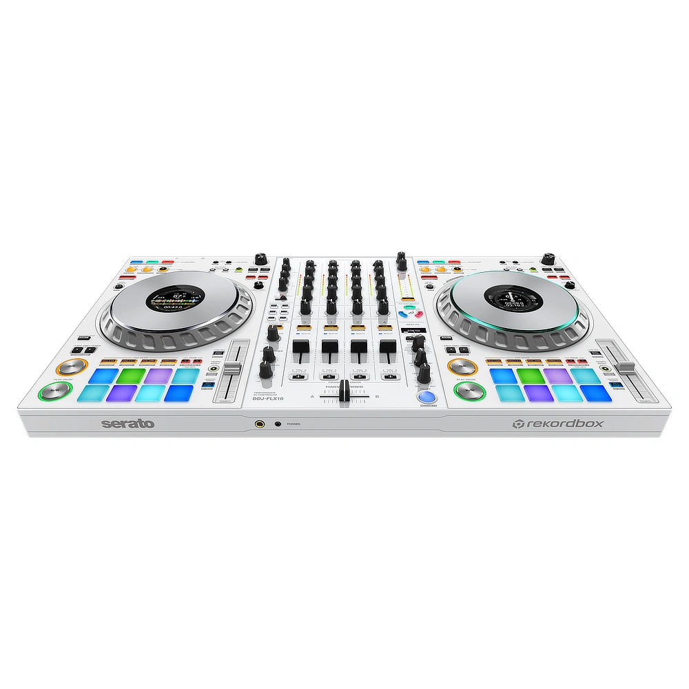 Pioneer Controlador DJ profesional DDJ-FLX10-W vista cenital inclinada